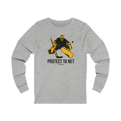 Protect Ya Net - Hockey - Long Sleeve Tee Long-sleeve Printify XS Athletic Heather 