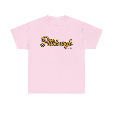 Pittsburgh Faux Embroidery Unisex Heavy Cotton Tee