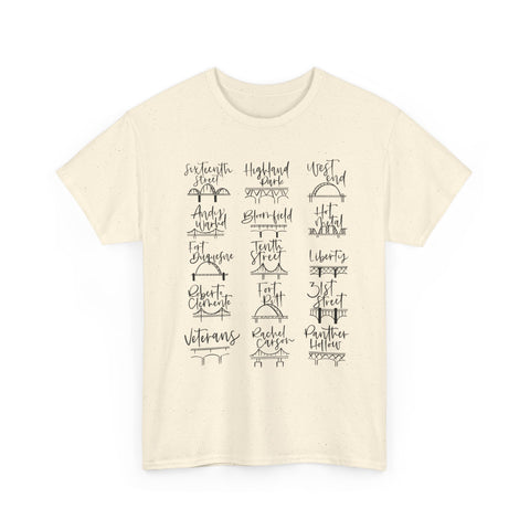 Pittsburgh Bridges Doodle - Unisex Heavy Cotton Tee