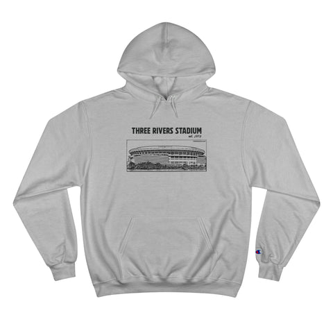 Three Rivers Stadium - Retro Schematic - Champion Hoodie Hoodie Printify Light Steel S 