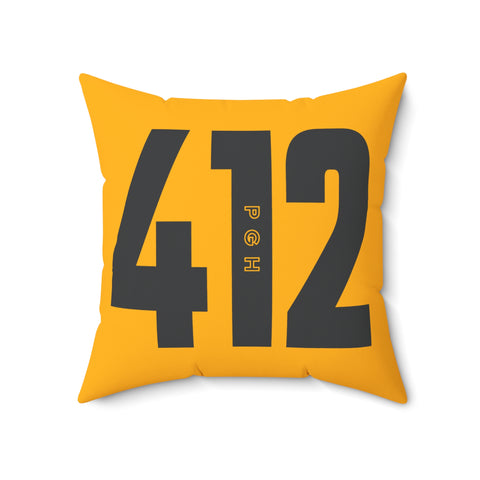 412 City Code Throw Pillow — Yellow Pittsburgh Number Accent Pillow