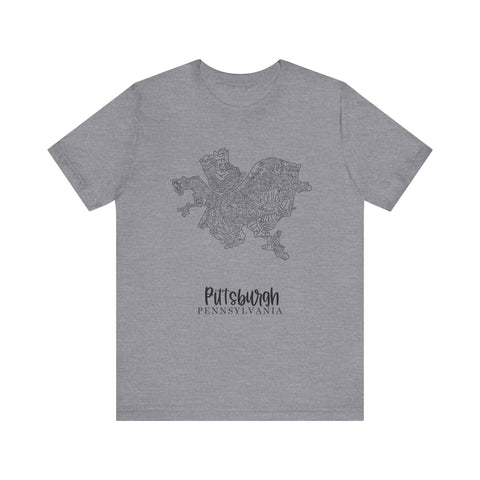 Pittsburgh Neighborhoods Map Short Sleeve T-Shirt