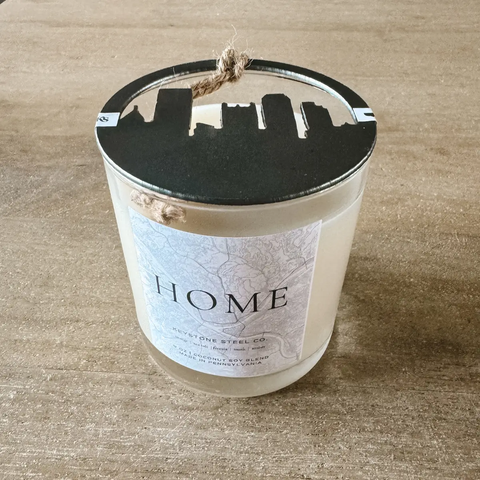 Pittsburgh 'Home' Candle + Skyline Steel Ornament Set (Copy) Candles Keystone Steel Co.   