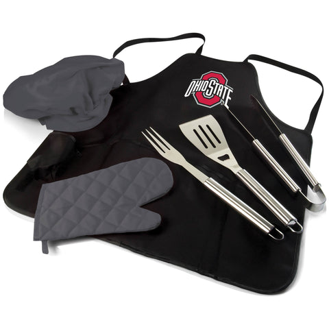 Ohio State Buckeyes - BBQ Apron Tote Pro Grill Set Grill Accessories Picnic Time Family of Brands   