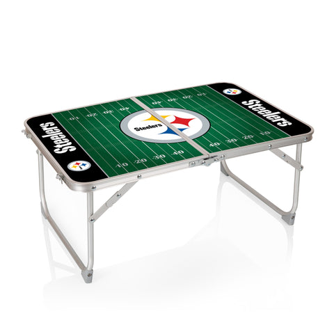 Pittsburgh Steelers - Concert Table Mini Portable Table Mini Portable Table Picnic Time Family of Brands Charcoal Wood Grain  