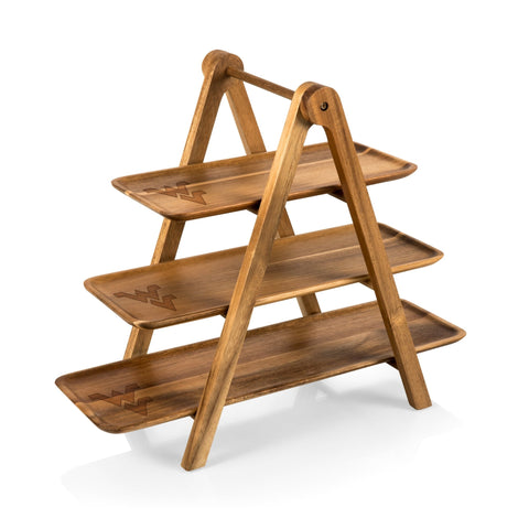 3 Tiered Serving Station - West Virginia Mountaineers Acacia Serving Ladder Licensed - YinzerShop