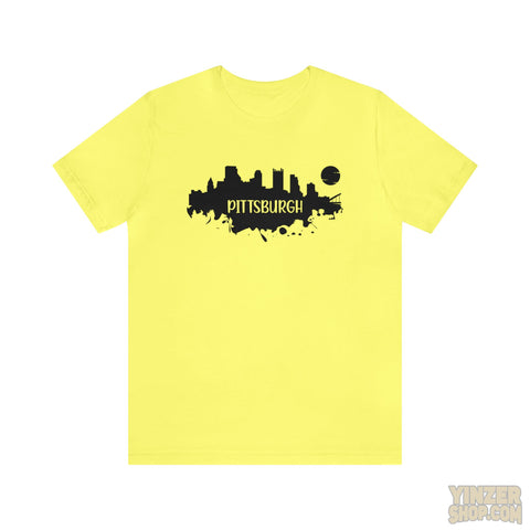 Pittsburgh Splash Skyline T-Shirt  - Unisex bella+canvas 3001 T-Shirt Printify Yellow XL 