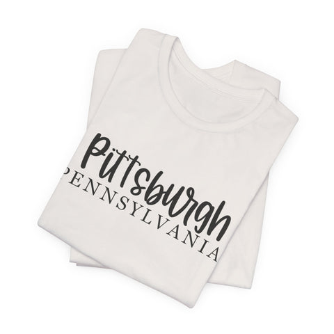 Pittsburgh Map (Print on Back) - Unisex Jersey Short Sleeve Tee