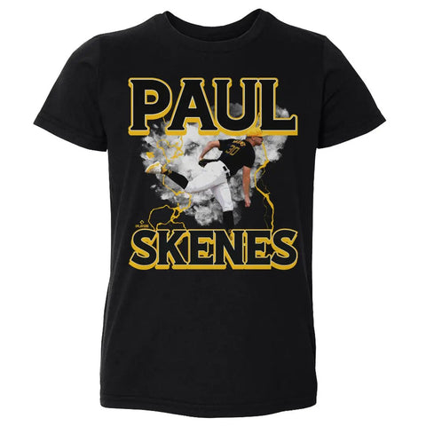 Paul Skenes Pittsburgh Pirates Lightning  | Kids Toddler T-Shirt Kids Toddler T-Shirt 500 LEVEL Black 2T Kids Toddler T-Shirt