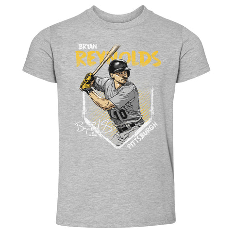 Pittsburgh Pirates Bryan Reynolds Kids Toddler T-Shirt Kids Toddler T-Shirt 500 LEVEL Heather Gray 2T Kids Toddler T-Shirt