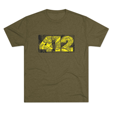 412 Map - Tri-Blend Crew Tee T-Shirt Printify S Tri-Blend Military Green 