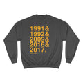 Pittsburgh Penguins Stanley Cups Ampersand - Champion Crewneck Sweatshirt Sweatshirt Printify Charcoal Heather S 