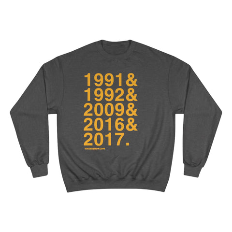 Pittsburgh Penguins Stanley Cups Ampersand - Champion Crewneck Sweatshirt Sweatshirt Printify Charcoal Heather S 