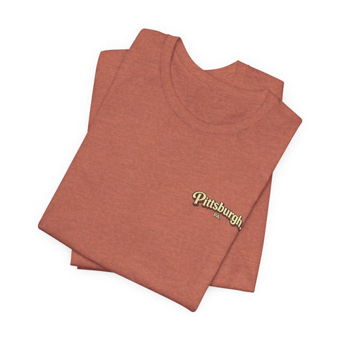 Vintage Pittsburgh Sunset (Print on Back) - Unisex Jersey Short Sleeve Tee