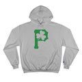 St. Patty's Day Clover - P is for Pittsburgh Series - Champion Hoodie Hoodie Printify Light Steel S 