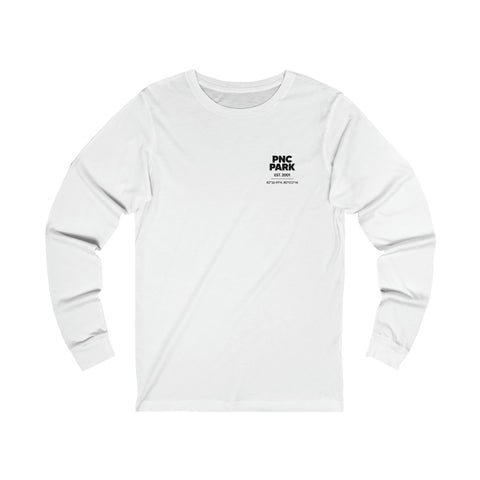 Pittsburgh Pirates PNC Park Long Sleeve T-Shirt Print on Back w/ Small Logo Long-sleeve Printify XS White 