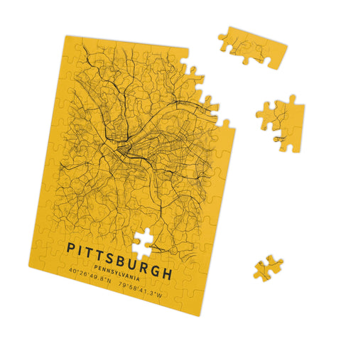 Pittsburgh City Street Map Jigsaw Puzzle with Tin Puzzle Printify 10" × 8" (110 pcs)