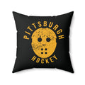 Pittsburgh Hockey Black & Yellow Square Pillow Home Decor Printify 20" × 20"  