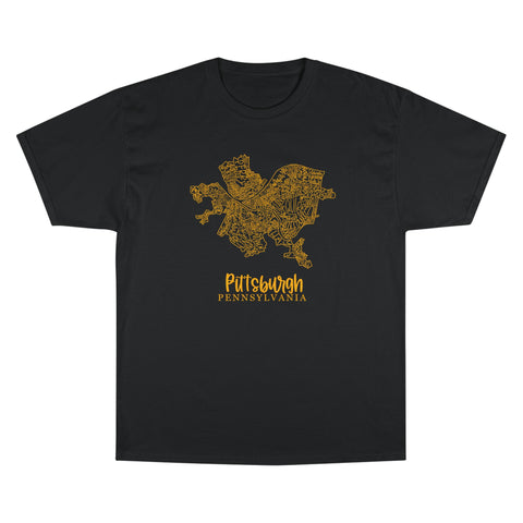 Pittsburgh Topo Word Map Graphic Champion T-shirt