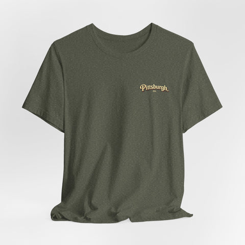 Vintage Pittsburgh Sunset (Print on Back) - Unisex Jersey Short Sleeve Tee