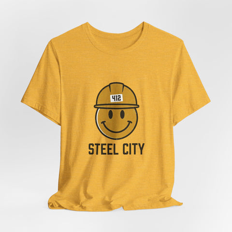 Pittsburgh Steel City 412 Smiley Hardhat Tee
