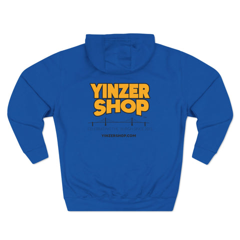 YinzerShop Serving Since 2015 - Print on back- Lane Seven LS14001 Three-Panel Fleece Hoodie Hoodie Printify