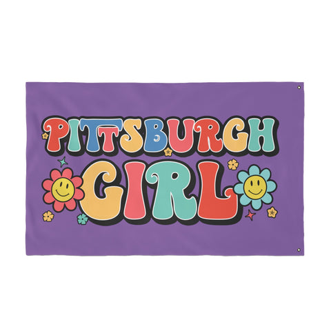 Retro Pittsburgh Girl - Double Sided Flag