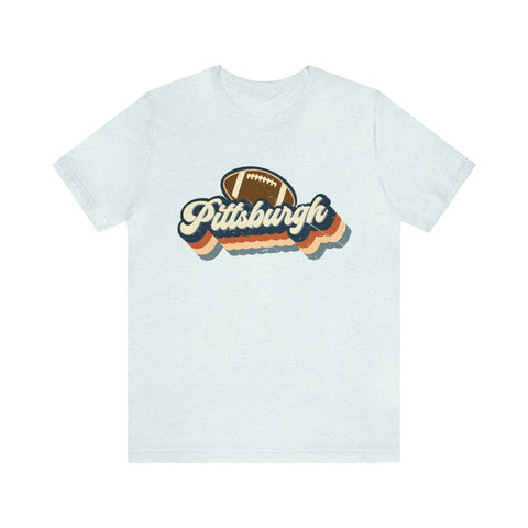 Retro Pittsburgh Football Shirt T-Shirt Printify Heather Ice Blue L 