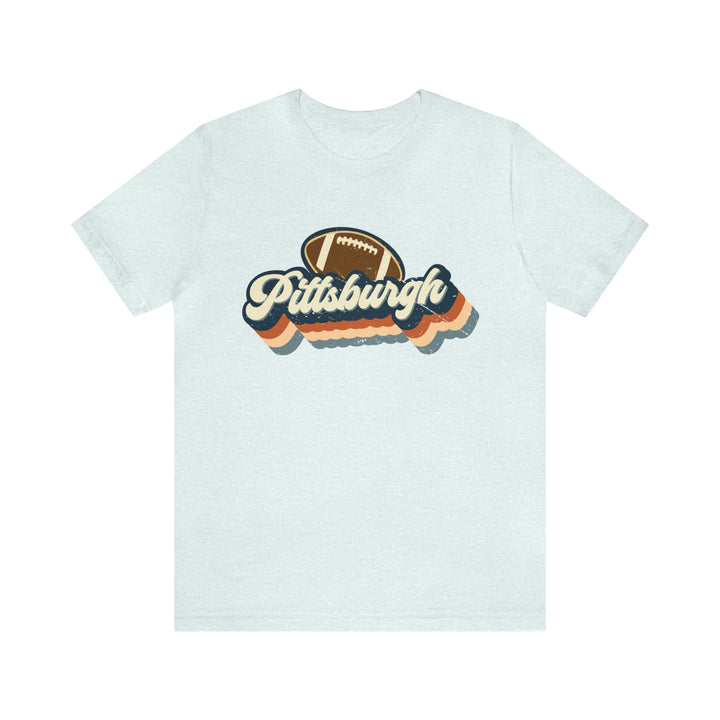 Retro Pittsburgh Football Shirt T-Shirt Printify Heather Ice Blue S 