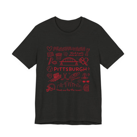 Pittsburgh Doodle Collage - Unisex Jersey Short Sleeve Tee