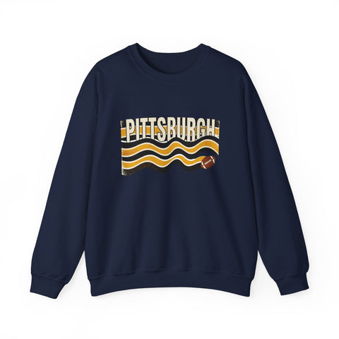 Pittsburgh Wavy Football Crewneck Sweatshirt