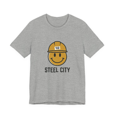 Pittsburgh Steel City 412 Smiley Hardhat Tee