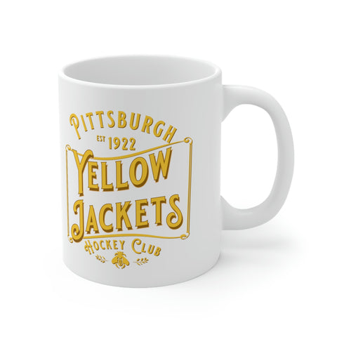 Pittsburgh Yellow Jackets Text Mug 11oz  Vintage Ice Hockey   