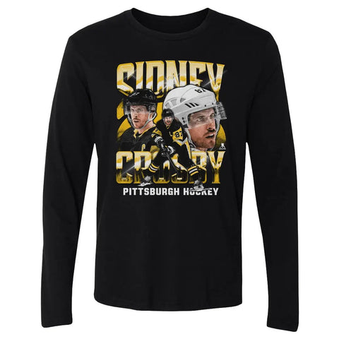 Pittsburgh Penguins Sidney Crosby Men's Long Sleeve T-Shirt Men's Long Sleeve T-Shirt 500 LEVEL Black S Men's Long Sleeve T-Shirt