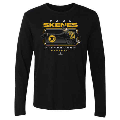 Pittsburgh Pirates Paul Skenes Pittsburgh Headline Men's Long Sleeve T-Shirt Men's Long Sleeve T-Shirt 500 LEVEL Black S Men's Long Sleeve T-Shirt