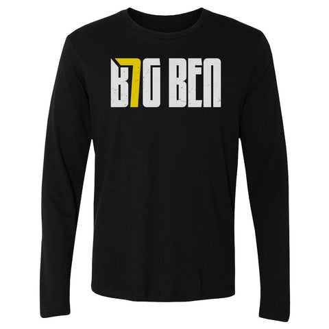 Pittsburgh Big Ben Number  Men's Long Sleeve T-Shirt Men's Long Sleeve T-Shirt 500 LEVEL   