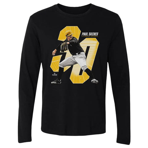 Pittsburgh Pirates Paul Skenes Men's Long Sleeve T-Shirt Men's Long Sleeve T-Shirt 500 LEVEL Black S Men's Long Sleeve T-Shirt