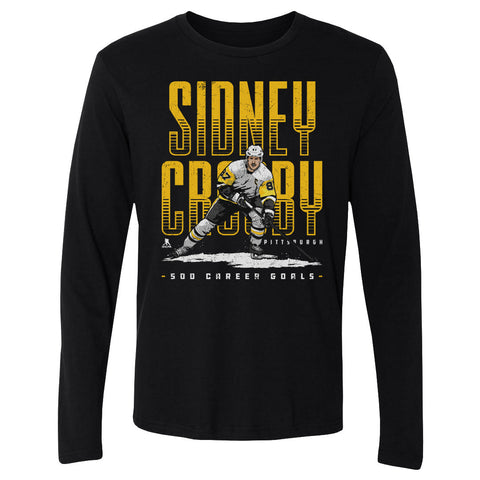 Pittsburgh Penguins Sidney Crosby Men's Long Sleeve T-Shirt Men's Long Sleeve T-Shirt 500 LEVEL Black S Men's Long Sleeve T-Shirt