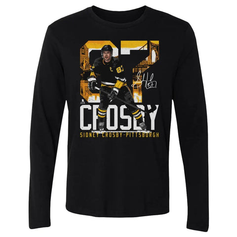 Pittsburgh Penguins Sidney Crosby Men's Long Sleeve T-Shirt Men's Long Sleeve T-Shirt 500 LEVEL Black S Men's Long Sleeve T-Shirt