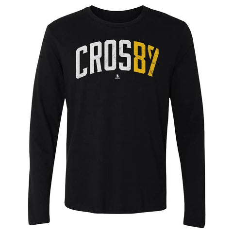 Pittsburgh Penguins Sidney Crosby Men's Long Sleeve T-Shirt Men's Long Sleeve T-Shirt 500 LEVEL Black S Men's Long Sleeve T-Shirt