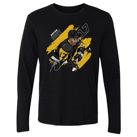 Pittsburgh Penguins Bryan Rust Men's Long Sleeve T-Shirt Men's Long Sleeve T-Shirt 500 LEVEL Black S Men's Long Sleeve T-Shirt