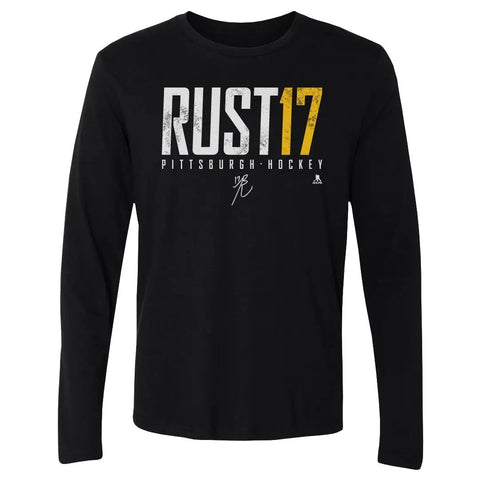 Pittsburgh Penguins Bryan Rust Men's Long Sleeve T-Shirt Men's Long Sleeve T-Shirt 500 LEVEL Black S Men's Long Sleeve T-Shirt