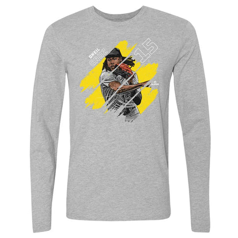 Pittsburgh Pirates Oneil Cruz Men's Long Sleeve T-Shirt Men's Long Sleeve T-Shirt 500 LEVEL Heather Gray S Men's Long Sleeve T-Shirt