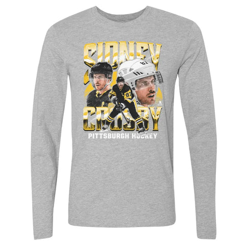 Pittsburgh Penguins Sidney Crosby Men's Long Sleeve T-Shirt Men's Long Sleeve T-Shirt 500 LEVEL Heather Gray S Men's Long Sleeve T-Shirt