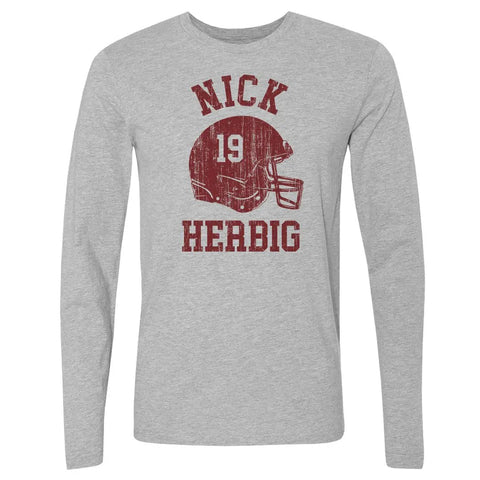 Nick Herbig College Helmet Font Men's Long Sleeve T-Shirt Men's Long Sleeve T-Shirt 500 LEVEL   