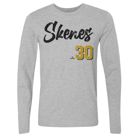 Pittsburgh Pirates Paul Skenes Men's Long Sleeve T-Shirt Men's Long Sleeve T-Shirt 500 LEVEL Heather Gray S Men's Long Sleeve T-Shirt