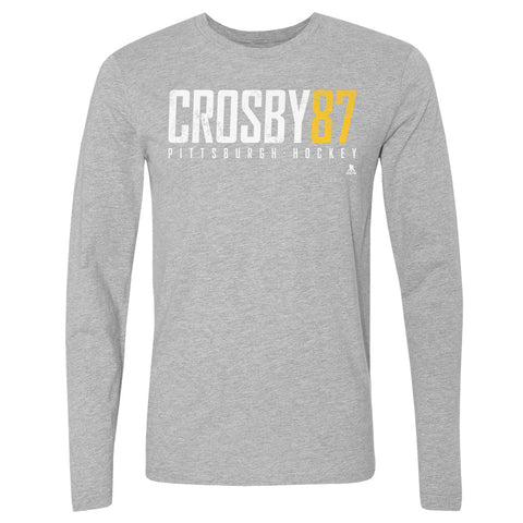 Pittsburgh Penguins Sidney Crosby Men's Long Sleeve T-Shirt Men's Long Sleeve T-Shirt 500 LEVEL Heather Gray S Men's Long Sleeve T-Shirt