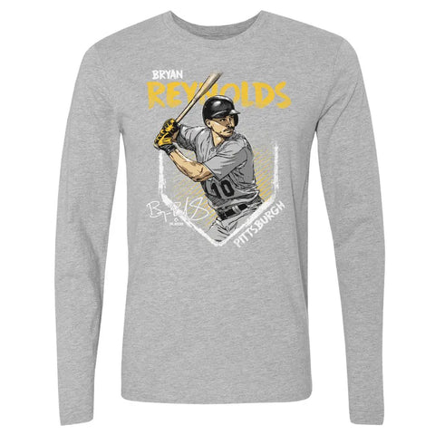 Pittsburgh Pirates Bryan Reynolds Men's Long Sleeve T-Shirt Men's Long Sleeve T-Shirt 500 LEVEL Heather Gray S Men's Long Sleeve T-Shirt