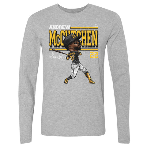 Pittsburgh Pirates Andrew McCutchen Men's Long Sleeve T-Shirt Men's Long Sleeve T-Shirt 500 LEVEL Heather Gray S Men's Long Sleeve T-Shirt