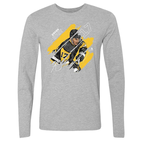 Pittsburgh Penguins Bryan Rust Men's Long Sleeve T-Shirt Men's Long Sleeve T-Shirt 500 LEVEL Heather Gray S Men's Long Sleeve T-Shirt